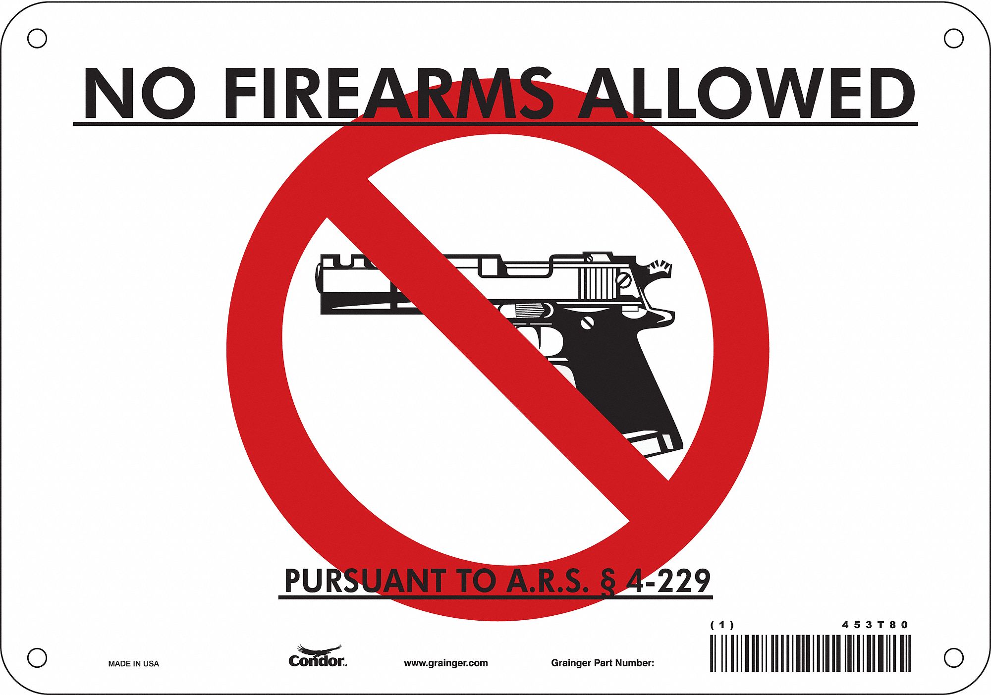 Safety Sign: Aluminum, Mounting Holes Sign Mounting, 7 in x 10 in Nominal Sign Size, 0.032 in Thick