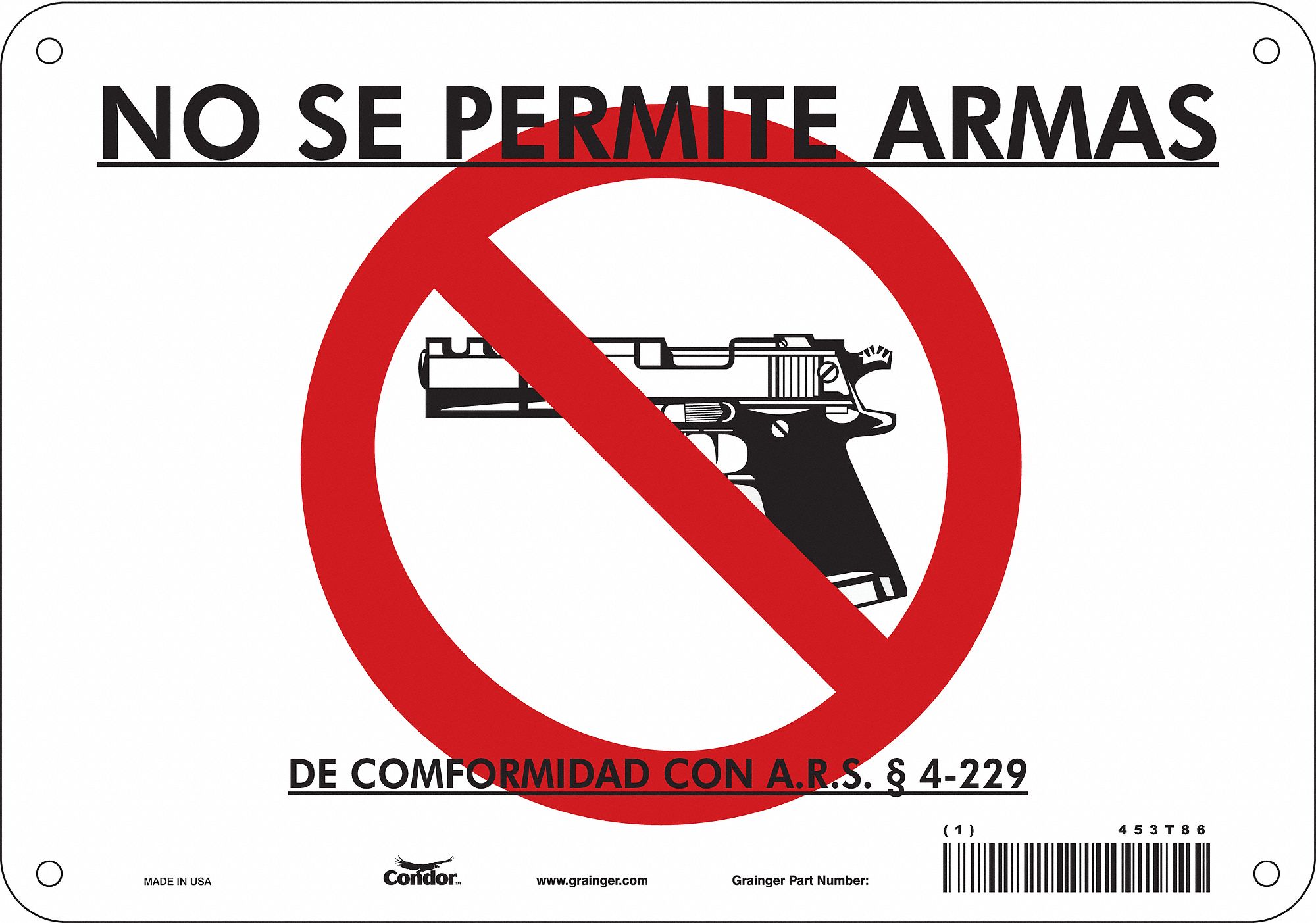 Safety Sign: Aluminum, Mounting Holes Sign Mounting, 7 in x 10 in Nominal Sign Size, 0.032 in Thick