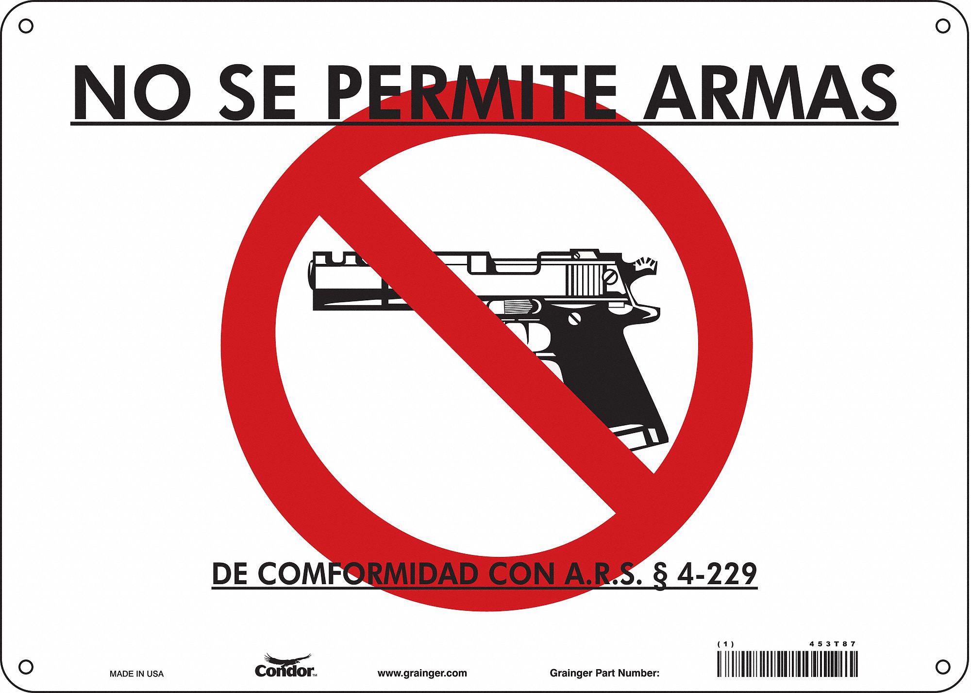 Safety Sign: Aluminum, Mounting Holes Sign Mounting, 10 in x 14 in Nominal Sign Size, 0.032 in Thick
