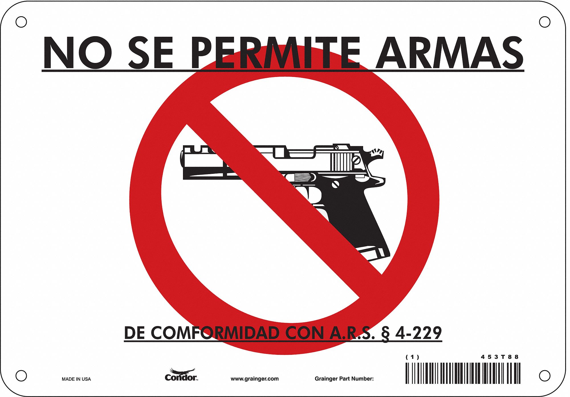 Safety Sign: Polyethylene, Mounting Holes Sign Mounting, 7 in x 10 in Nominal Sign Size