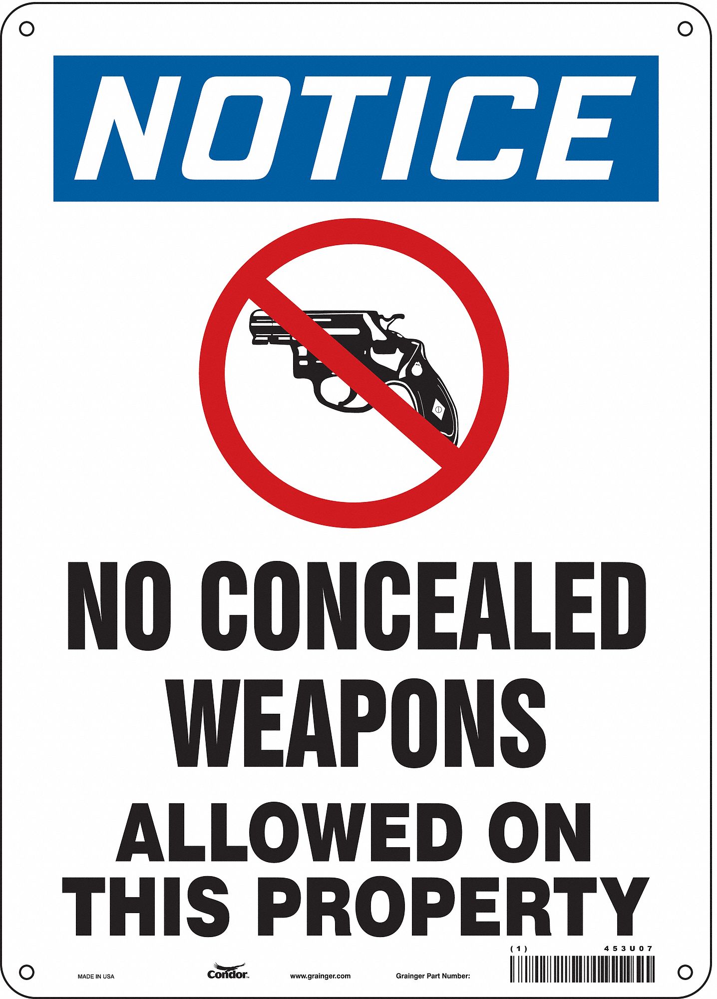 Safety Sign: Polyethylene, Mounting Holes Sign Mounting, 14 in x 10 in Nominal Sign Size