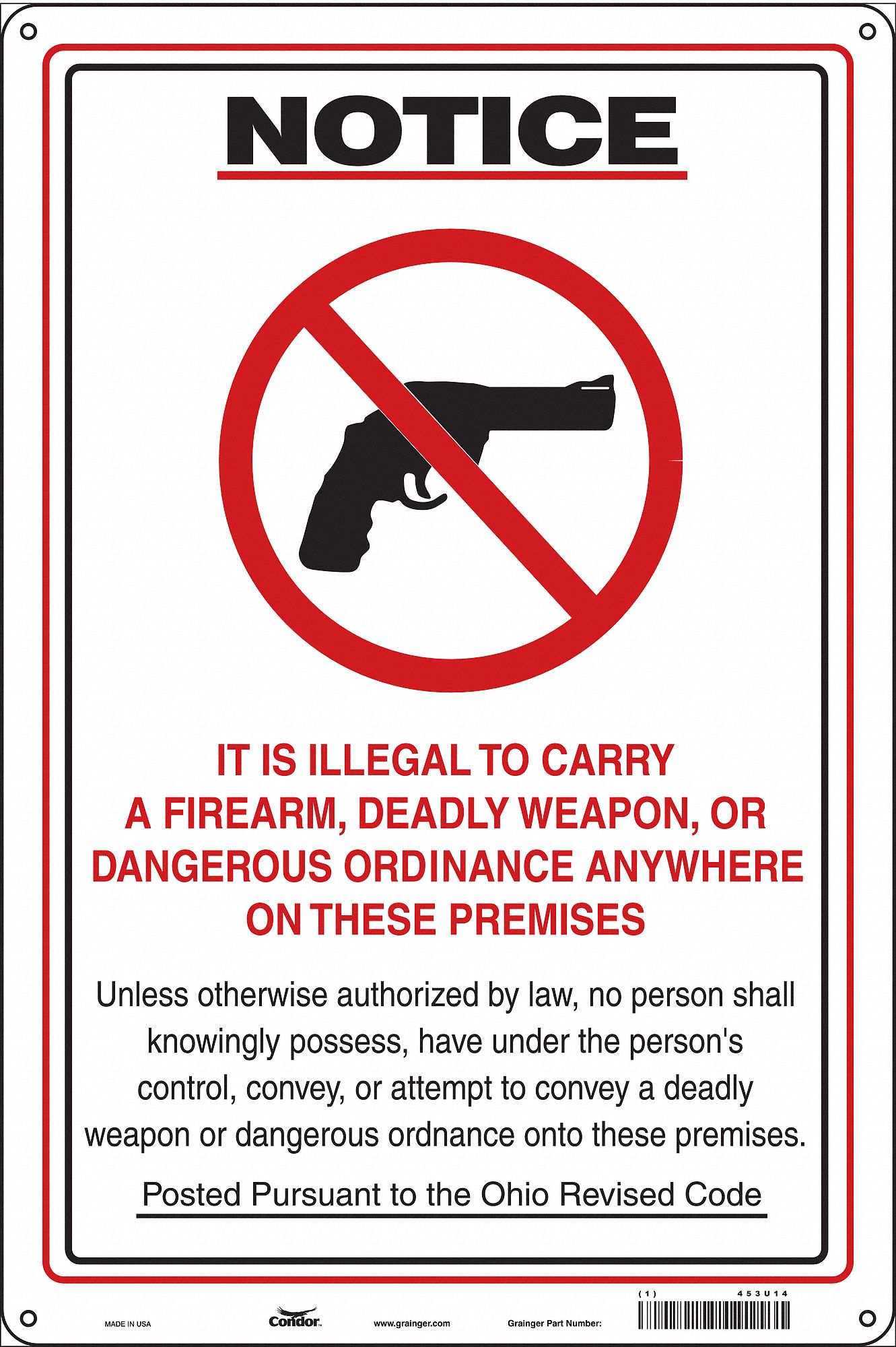 Safety Sign: Aluminum, Mounting Holes Sign Mounting, 18 in x 12 in Nominal Sign Size, 0.032 in Thick