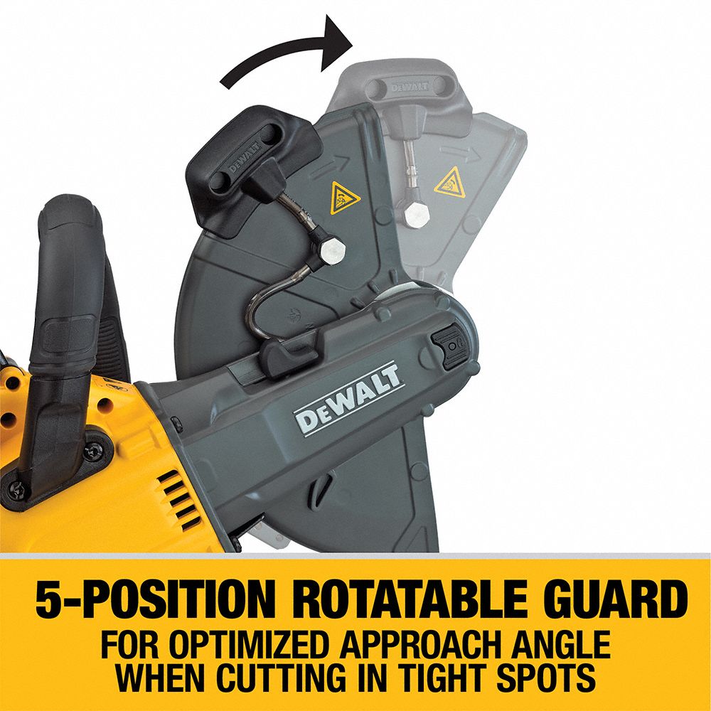 DEWALT Concrete, Masonry, Wet/Dry, Concrete Saw, 9 in Blade Dia., 7/8