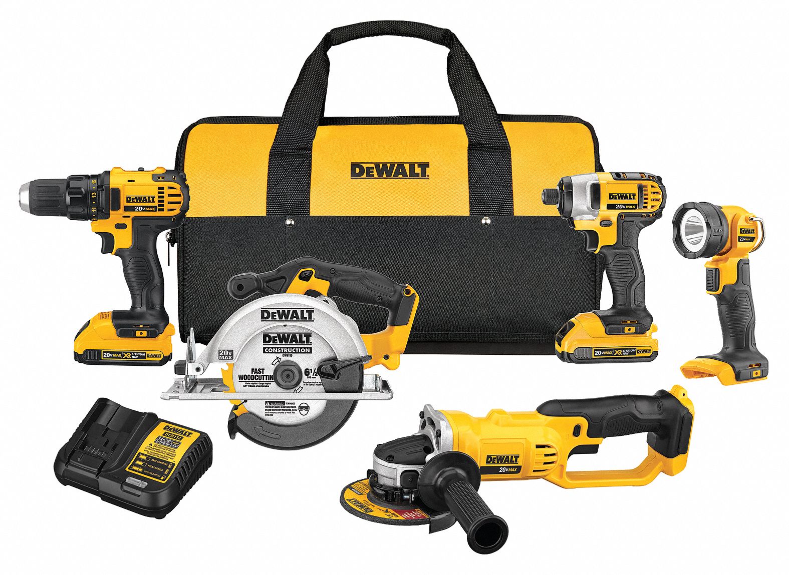 DEWALT 20 V Volt 5 Tools Cordless Combination Kit 453U32