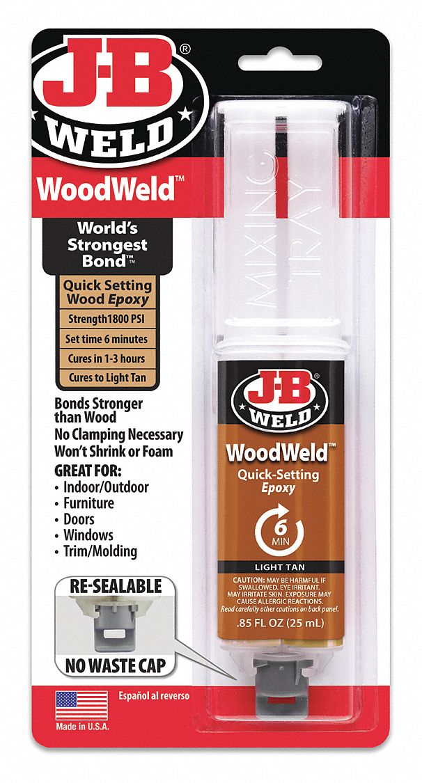 EPOXY ADHESIVE, WOODWELD, AMBIENT CURED, 25 ML, SYRINGE, TAN, THICK LIQUID