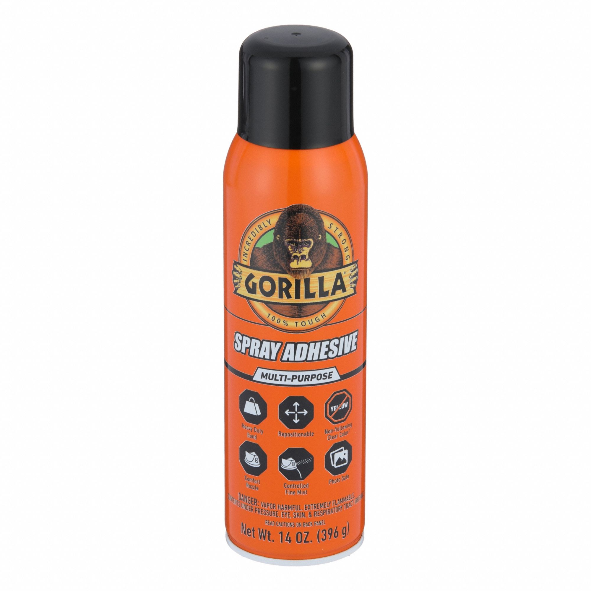 Spray Adhesive: Gen Purpose Bonding & Repair, 14 fl oz, Aerosol Can, Clear
