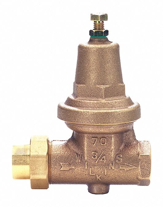 WATER PRESSURE REDUCING VALVE: FNPT X FNPT, ¾ IN PIPE SIZE, BRONZE, 25 PSI TO 75 PSI