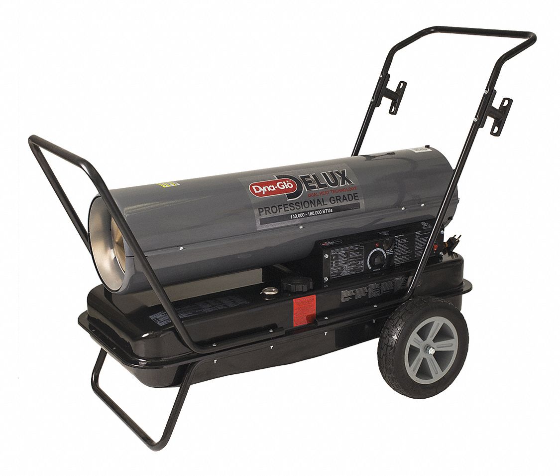 PORTABLE OIL/KEROSENE TORPEDO HEATER, WHEELED MOUNTED, 4,200 SQ FT HEATING AREA