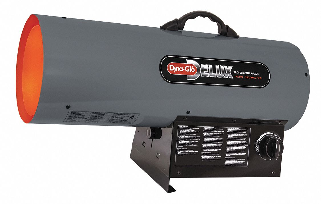 Portable Gas Torpedo Heater: 150, 000 BtuH Heating Capacity Output, 3, 500 sq ft Heating Area