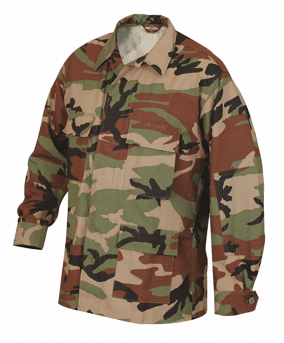 Military Shirt: BDU, Collared Work Shirt Shirt, Military Shirt, Button, Long Sleeve, XL