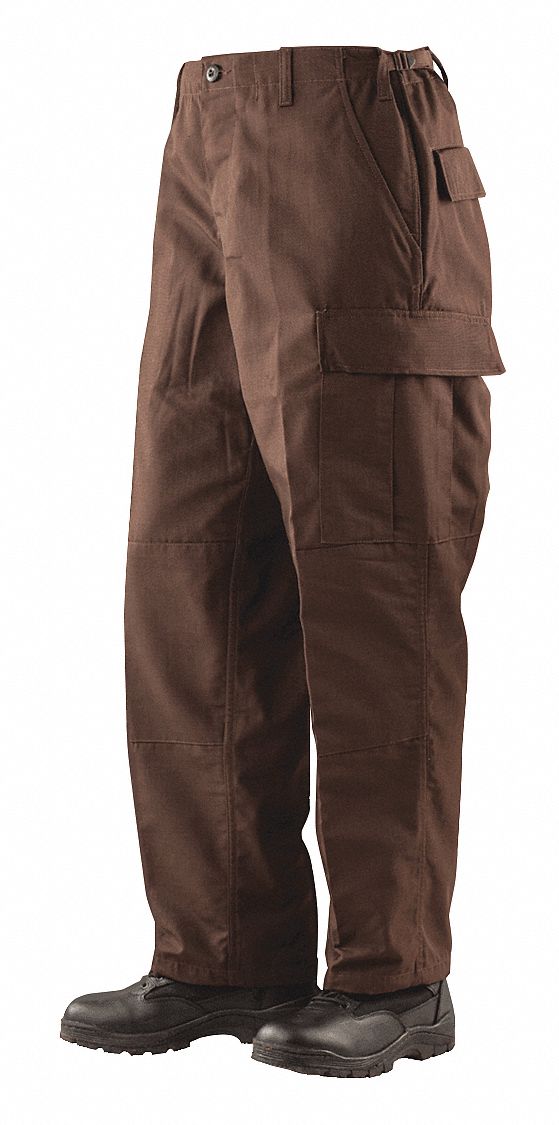 Military Pants: Size M, Brown, Fits 31 in to 35 in Waist, 35% Cotton/65% Polyester Material