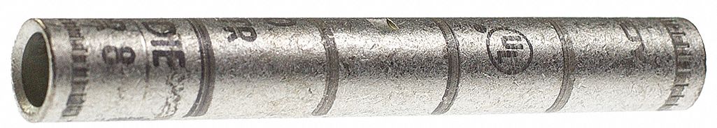 Open Barrel Splice: 4 AWG Wire Size, Gray Code, 2.55 in, Copper Barrel, 4 AWG Max Wire Size