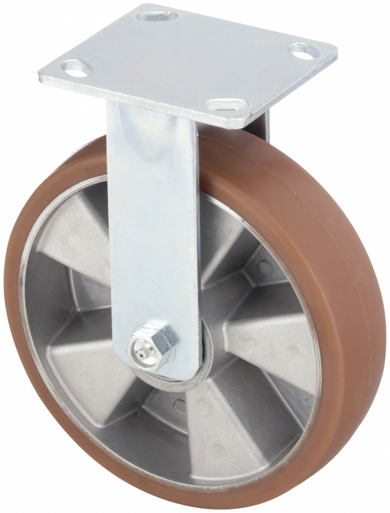 KINGPINLESS PLATE CASTER, 7⅞ IN WHEEL DIAMETER, 1400 LB, 9½ IN MOUNTING H, FIRM