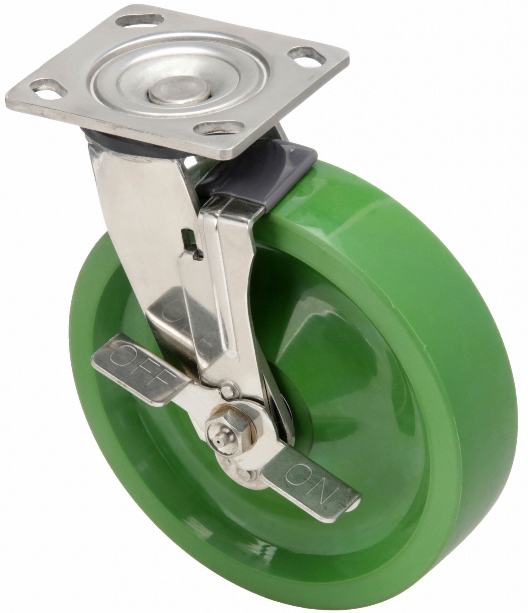 CORROSION-RESISTANT STANDARD PLATE CASTER, 8 IN WHEEL DIAMETER, 900 LB, POLYURETHANE