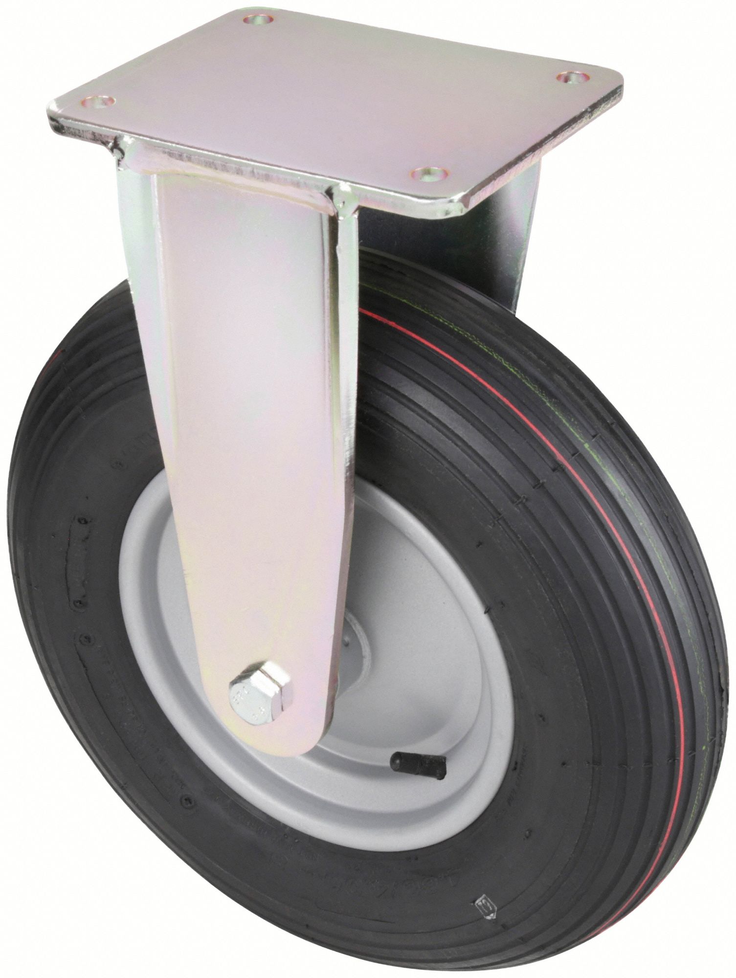 Plate Caster: Rigid, Steel, 15 3/4 in Wheel Dia., 4 in Wheel Wd, Hole, Rectangle