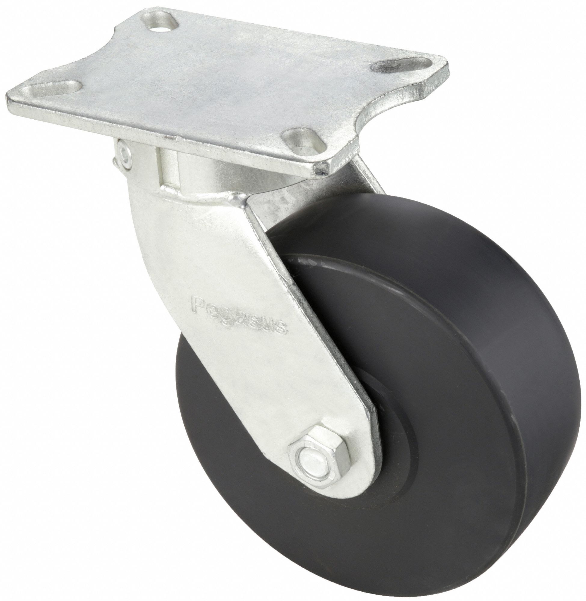KINGPINLESS PLATE CASTER, 8 IN WHEEL DIAMETER, 5400 LB, 10⅛ IN MOUNTING H, NYLON