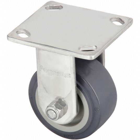 4 in Wheel Dia., 600 lb, Corrosion-Resistant Standard Plate Caster ...