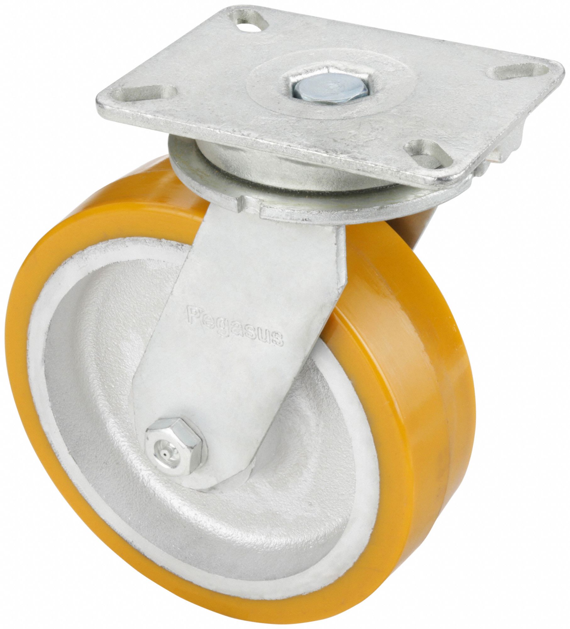 STANDARD PLATE CASTER, 8 IN WHEEL DIAMETER, 2500 LB, 10½ IN MOUNTING H, POLYURETHANE