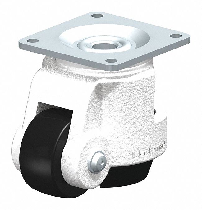Plate Caster: 2 in Wheel Dia, 3 5/16 in Mounting Ht, Swivel, 550 lb Load Capacity, Hole, Medium Duty