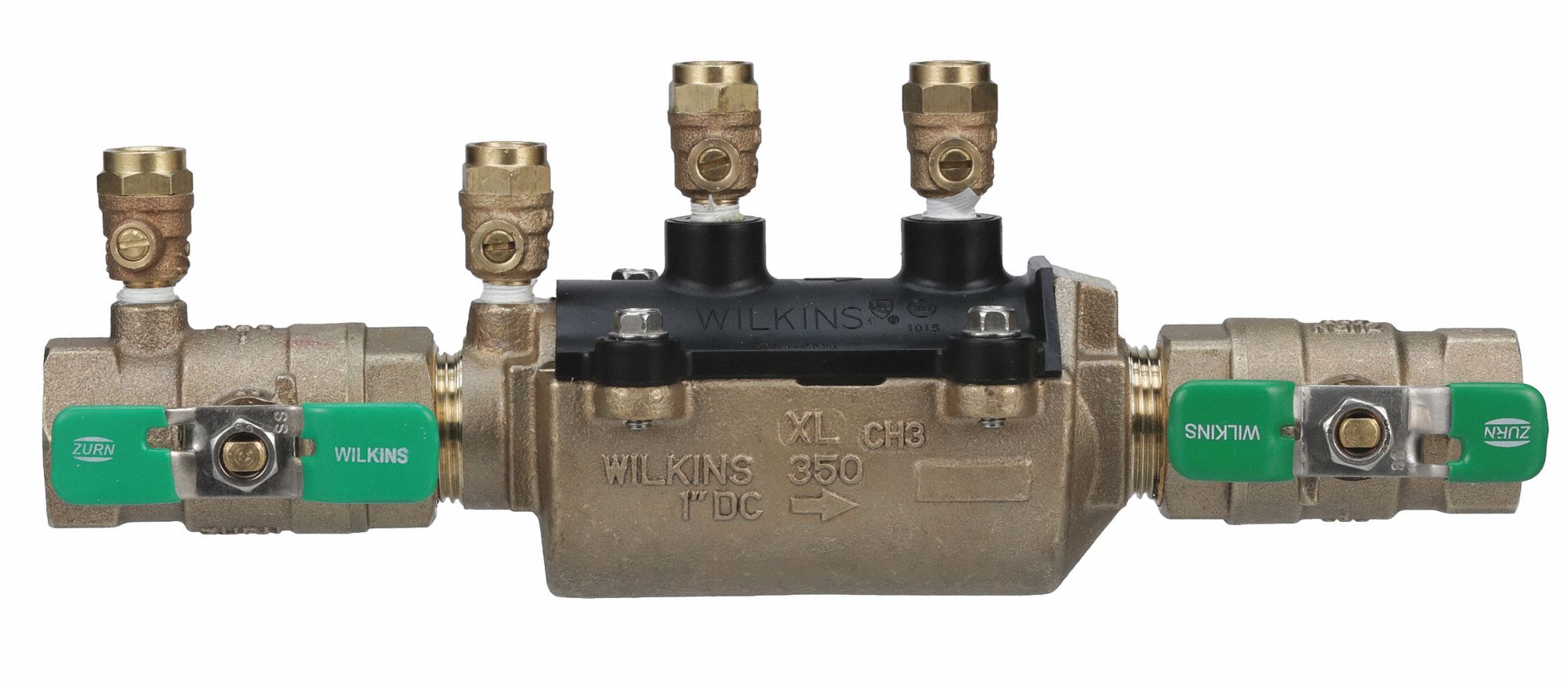 Backflow Preventer: 350XL, 1 in Pipe Size, 12.25 in Overall Lg, 33°F – 180°F, Bronze