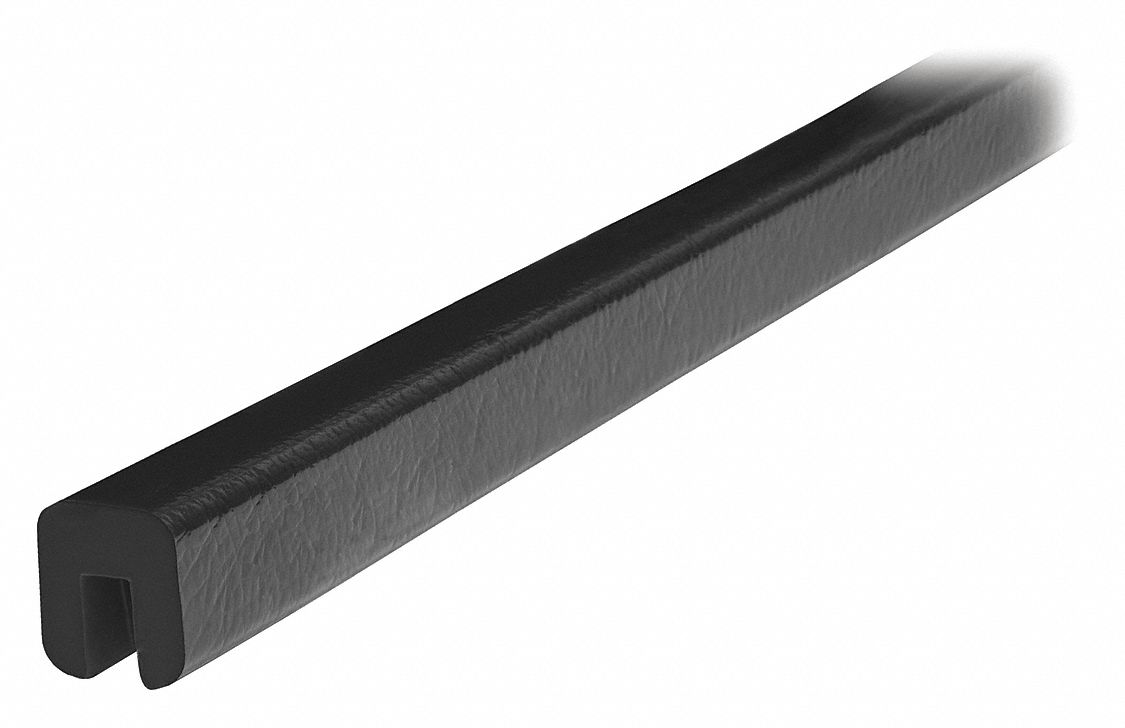 Edge Guard: Polyurethane Foam, Square Shape, 197 in Overall Lg, 0.4 in Overall Thick, Black