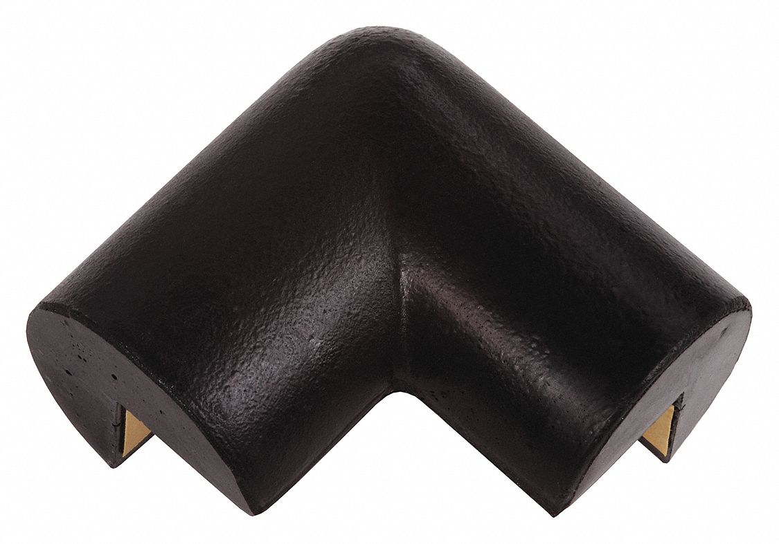 Radius Corner Guard: Polyurethane Foam, Round Shape, 5 in Overall Lg, 1 in Overall Thick, Black