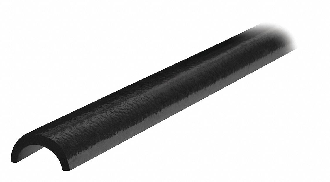 Radius Corner Guard: Polyurethane Foam, Round Shape, 197 in Overall Lg, 0.4 in Overall Thick, Black