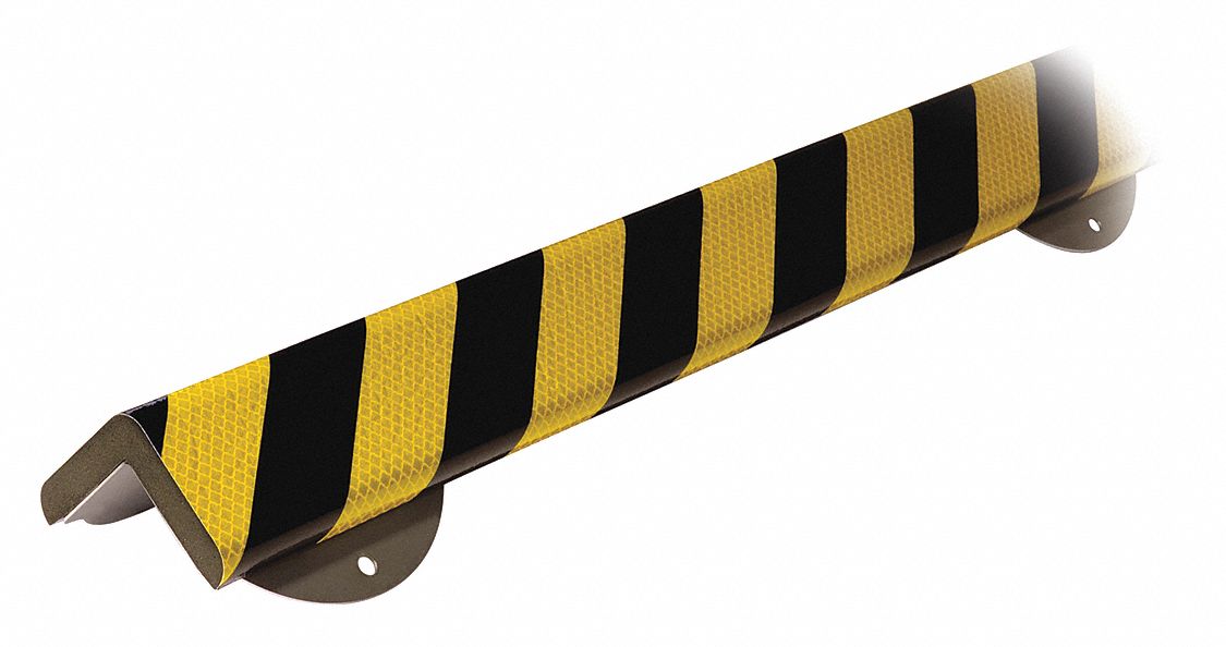 Corner Guard: Polyurethane Foam, Flat Shape, 39 in Overall Lg, 0.5 in Overall Thick, Black/Yellow