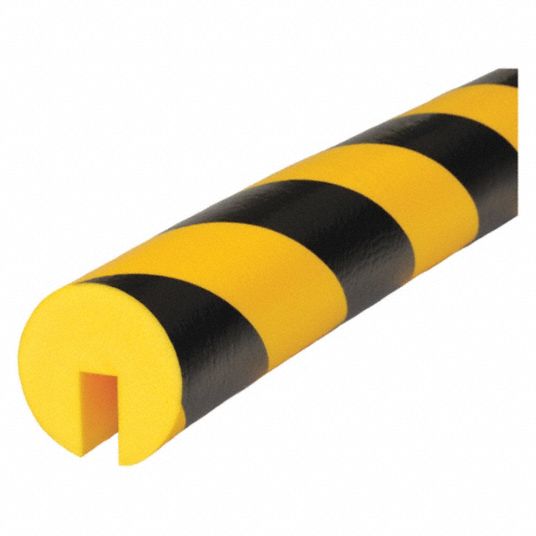 Flat Surface Protection Safety Foam Guard, Type F, Black / Yellow,  Self-Adhesive (39 3/8 in)