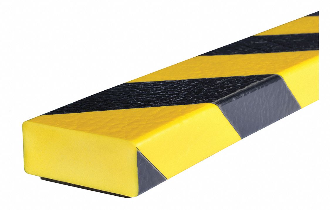 Surface Guard: Polyurethane Foam, Flat Shape, 39 in Overall Lg, 0.8 in Overall Thick, Black/Yellow
