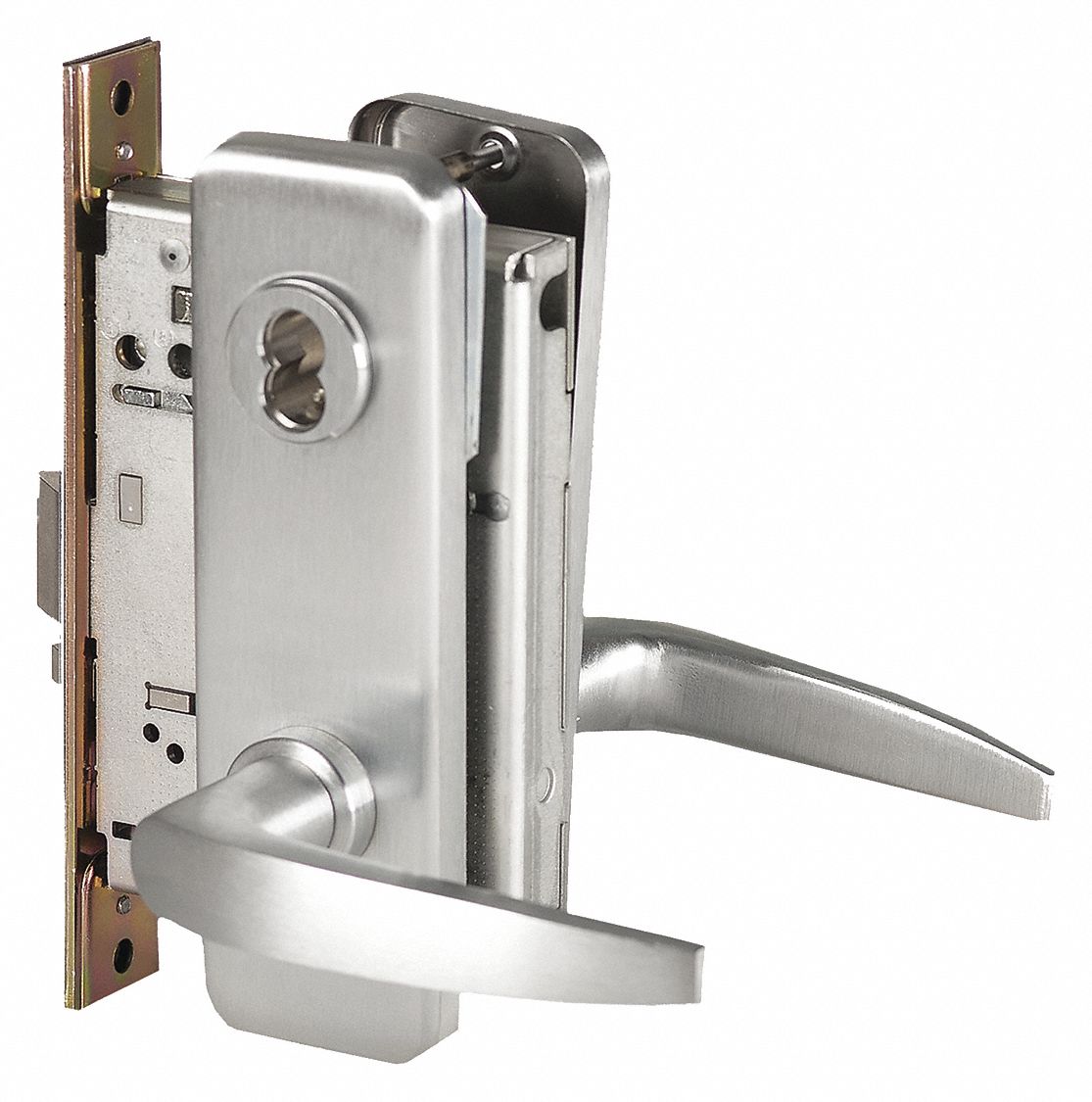 BEST Door Lever Lockset, Mechanical, Heavy Duty, Not Keyed, Satin