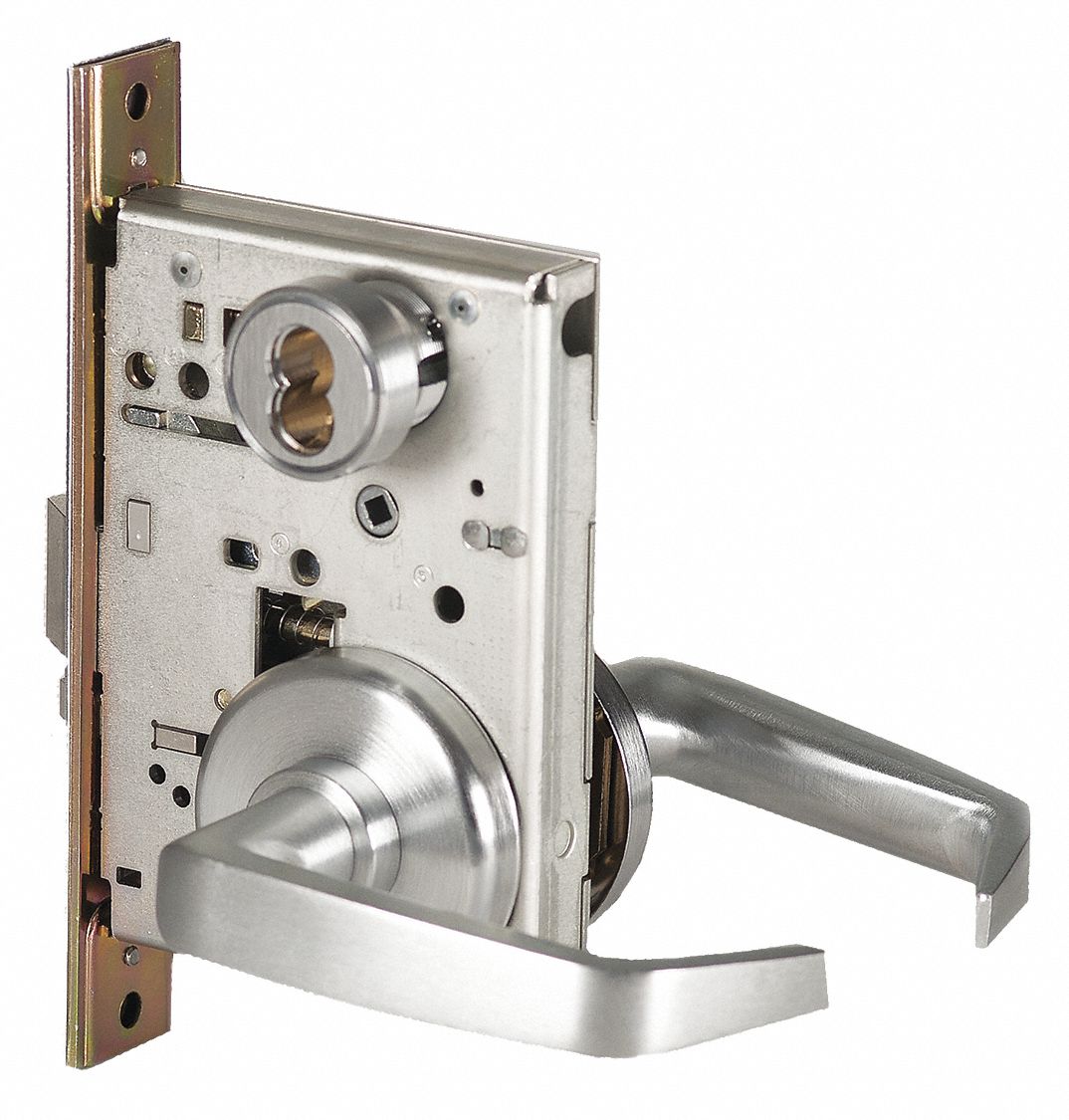 BEST Door Lever Lockset, Mechanical, Heavy Duty, Not Keyed, Satin