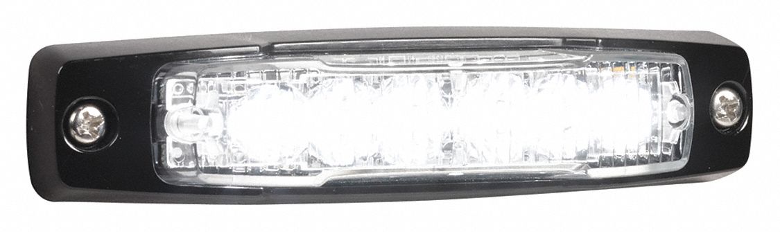 Warning Light: Perimeter Flashing Warning Light, White, 15/16 in Overall Wd, LED