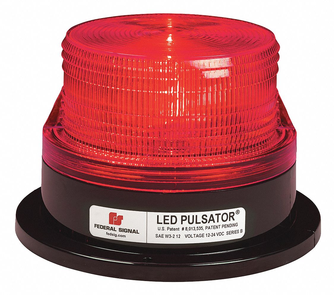 FEDERAL SIGNAL Beacon Light, Red, Permanent, LED, PC 454W72212670