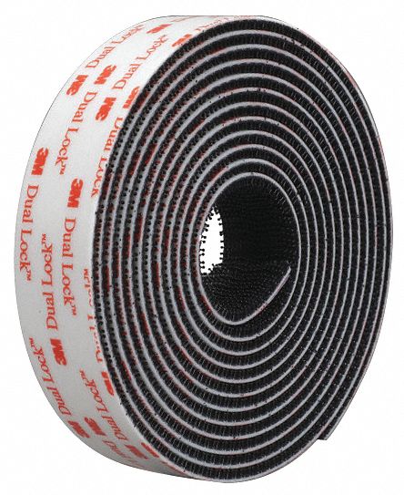 Reclosable Fastener: VHB Acrylic Adhesive, 30 ft, 1/2 in Wd, Black