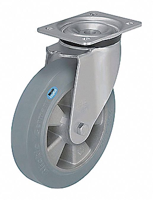 STANDARD PLATE CASTER, 5 IN WHEEL DIAMETER, 550 LB, 6⅛ IN MOUNTING H, SWIVEL CASTER