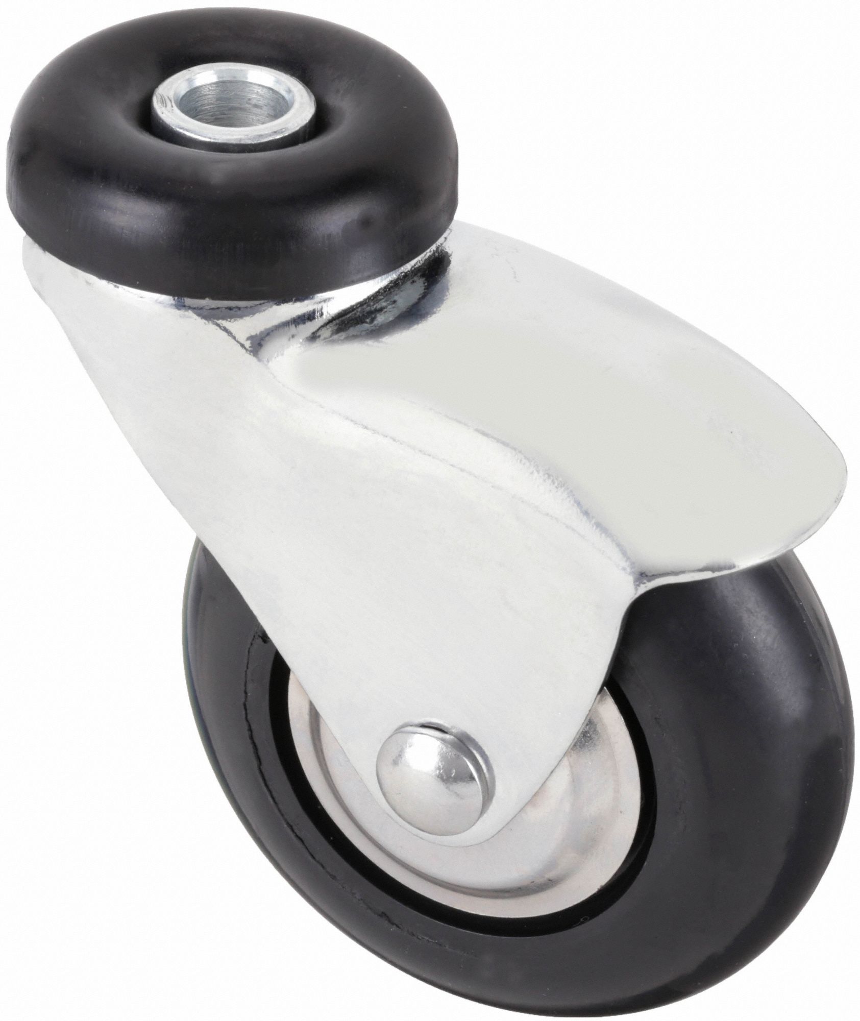 Bolt-Hole Caster, 3"dia, Swivel, Rubber