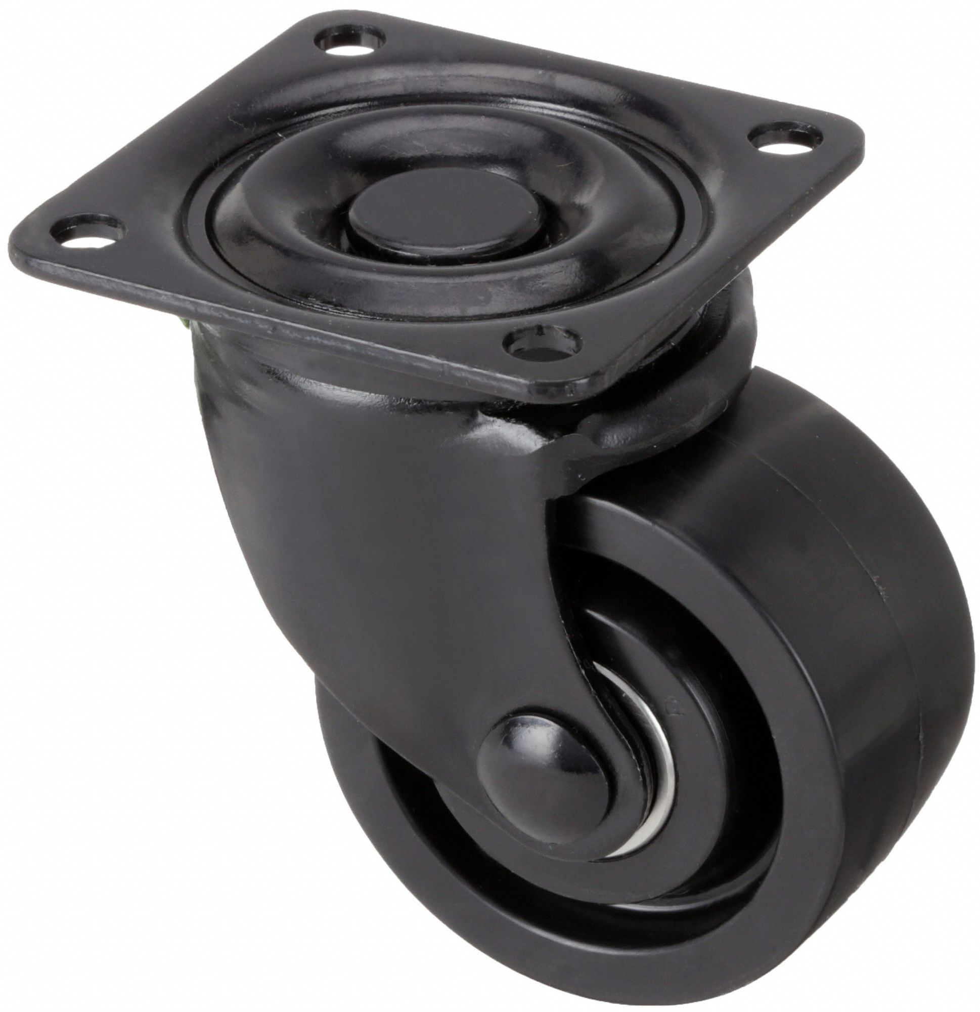 Plate Caster: Swivel, No Brake, Polypropylene, 3 in Wheel Dia, 1 9/16 in Wheel Wd