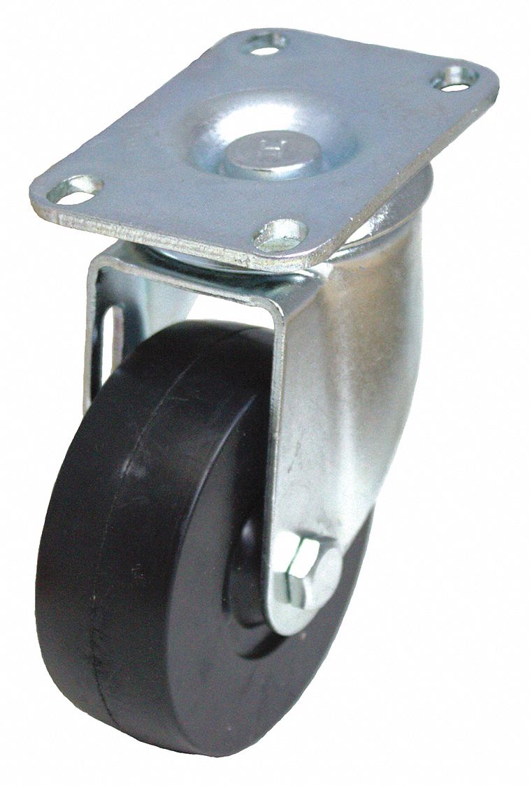 GRAINGER APPROVED Standard Plate Caster 4 in Wheel Dia., 350 lb, 5 1/8 in Mounting Ht 454Y21