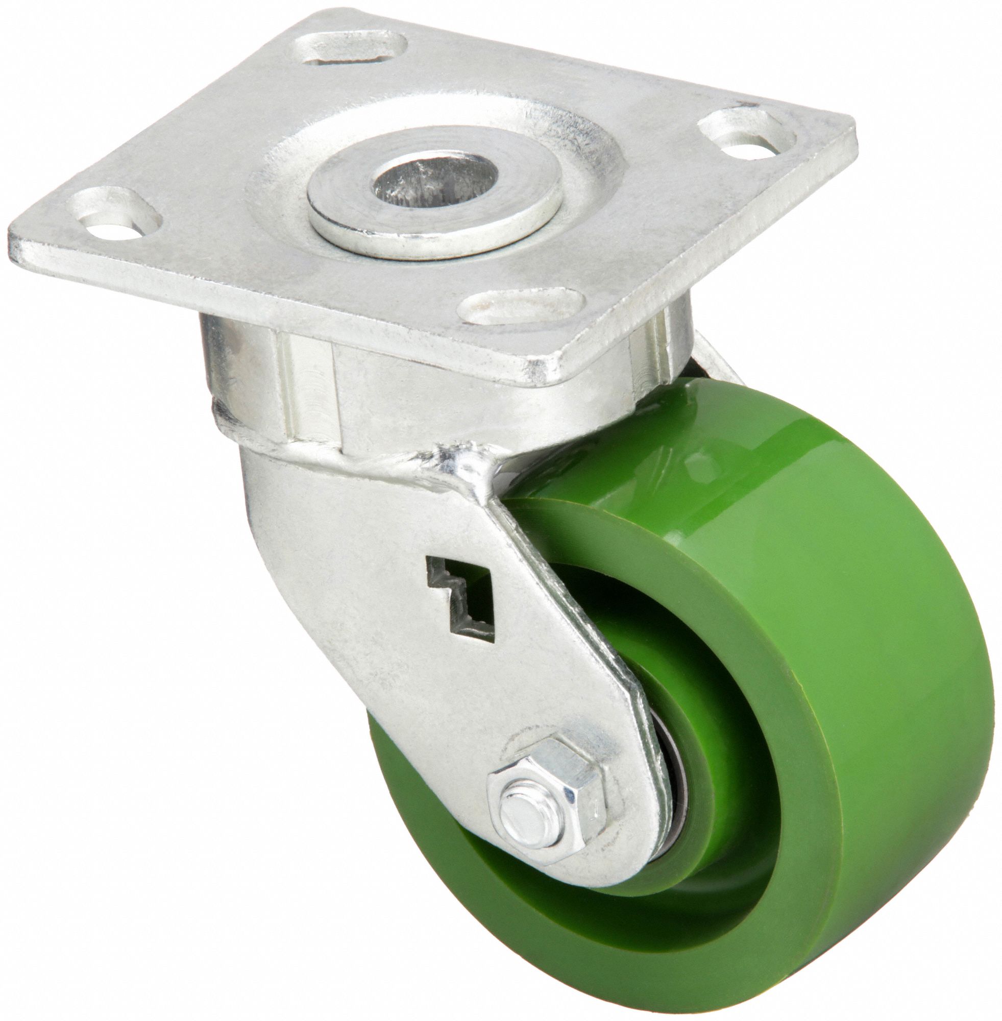 MAINTENANCE-FREE PLATE CASTER, 4 IN WHEEL DIAMETER, 1000 LB, 5⅝ IN MOUNTING H, HARD
