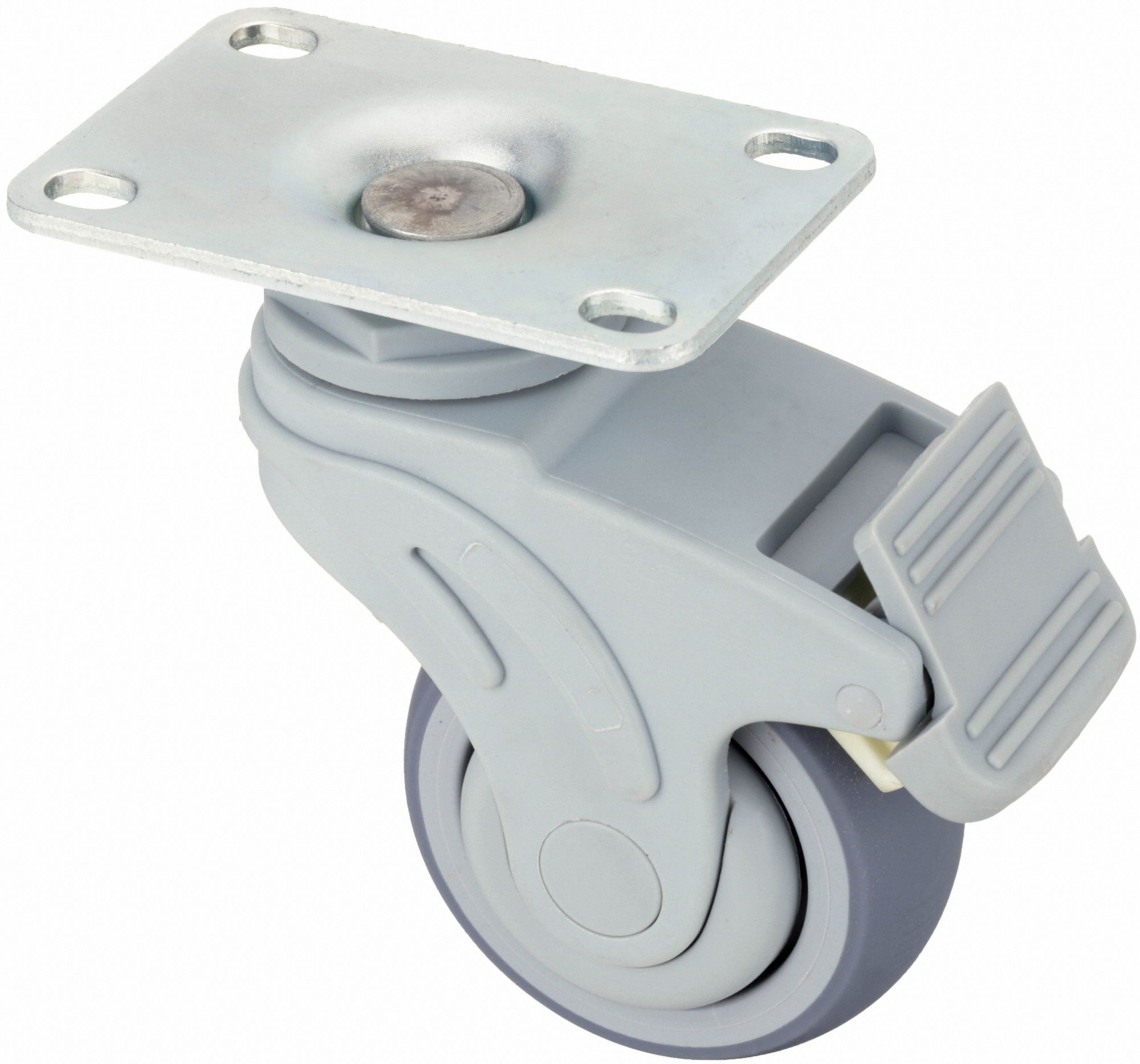 HIGH-PERFORMANCE MEDICAL PLATE CASTER, 3 IN WHEEL DIAMETER, 165 LB, 4⅞ IN MOUNTING H