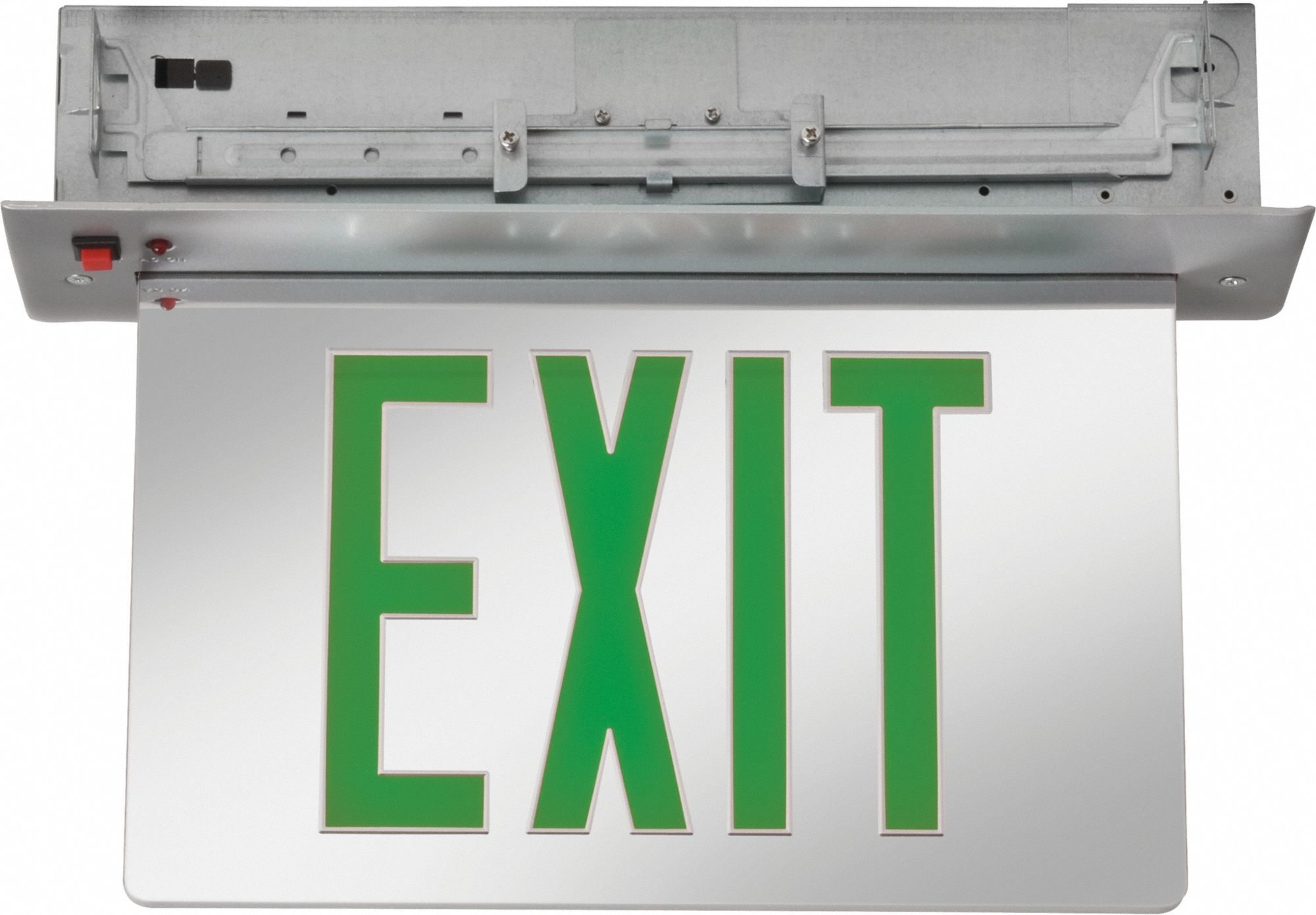 LITHONIA LIGHTING Exit Sign 2 Faces, Green, Aluminum, Universal Field