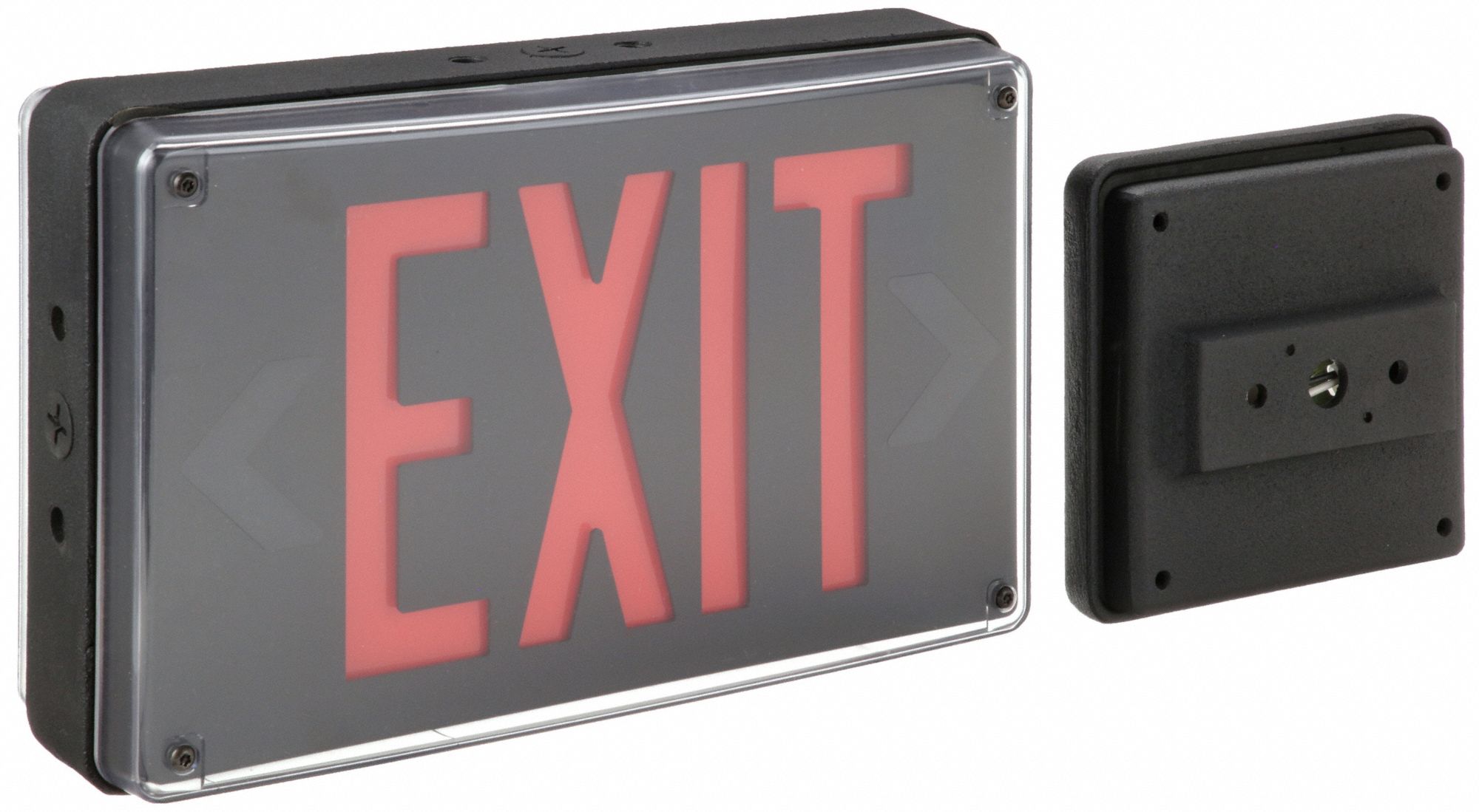 LITHONIA LIGHTING Exit Sign Red, 2 Faces, Aluminum, Not Battery