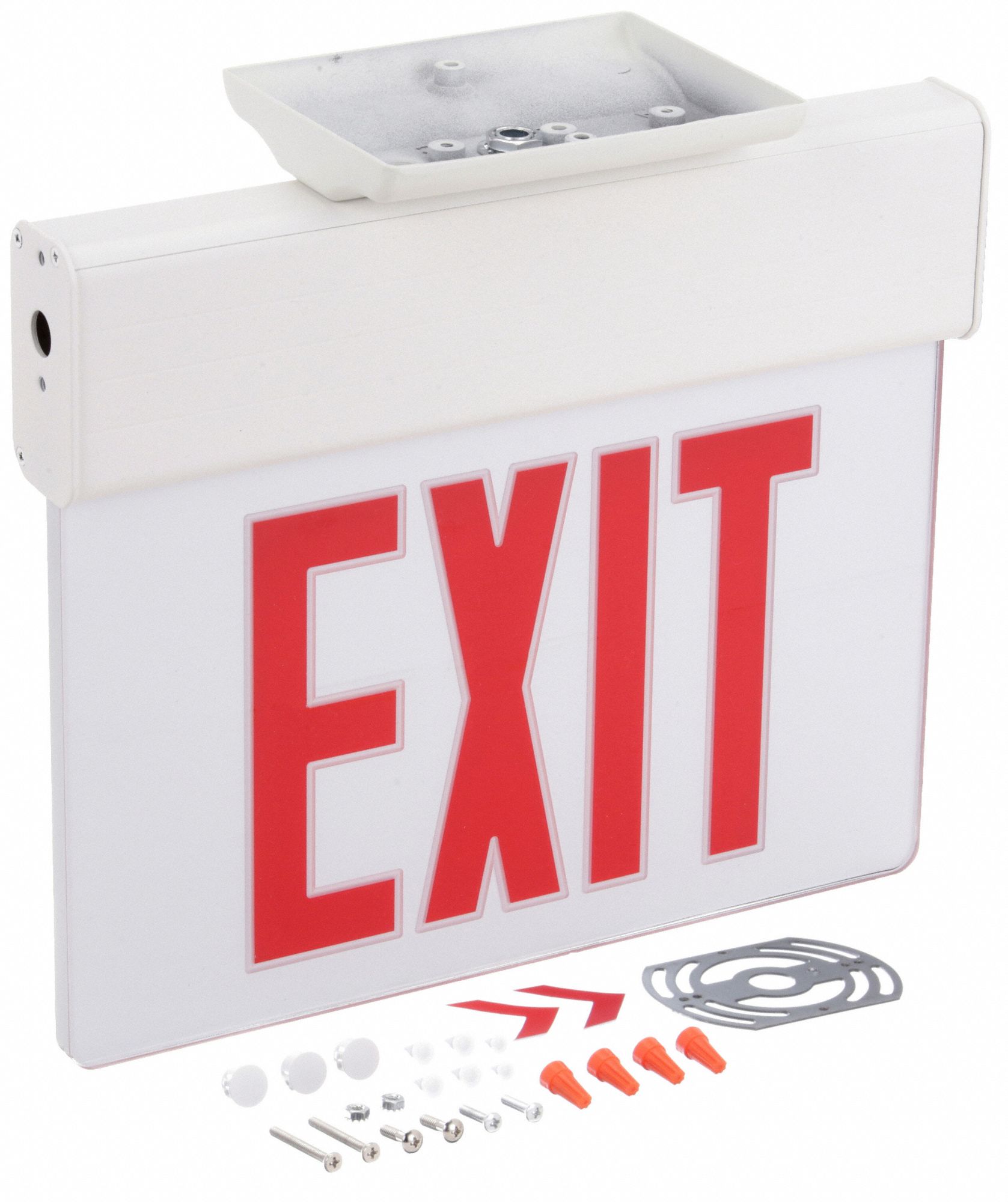 LITHONIA LIGHTING Exit Sign 1 Faces, Red, Aluminum, Universal Field