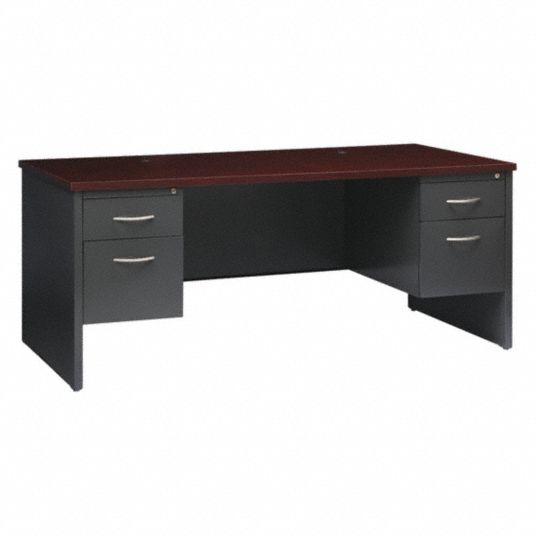 HIRSH, Executive Desks Series, 72 in Overall Wd, Office Desk