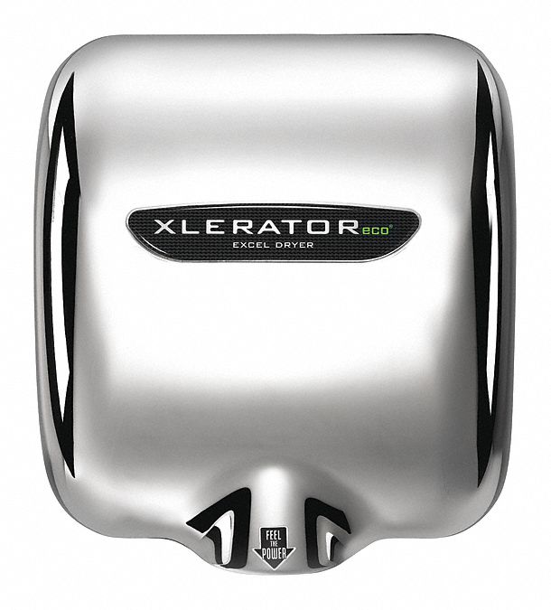 Hand Dryer: XLERATOReco, Auto, 10 sec Dry Time, Zinc Diecast, 65 to 75 dBA, 530 W Watt