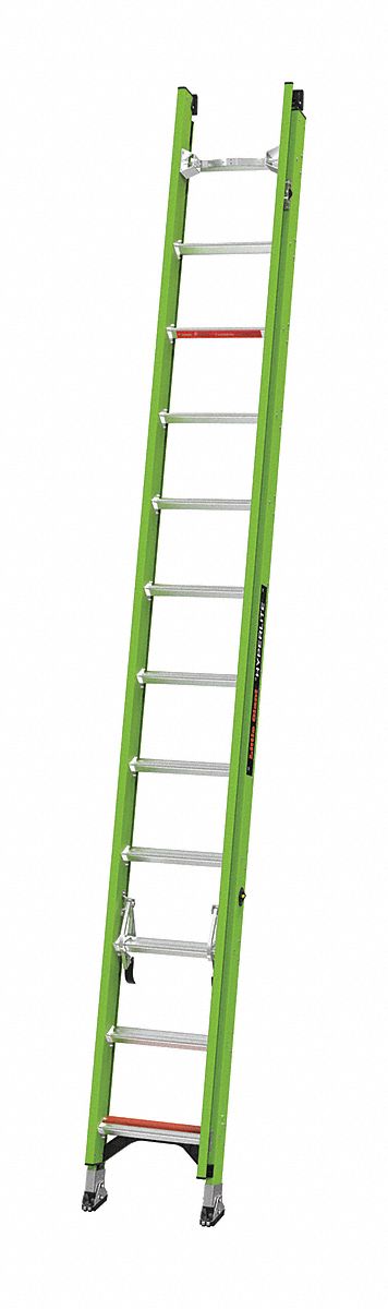 Extension Ladder: 24 ft Ladder Size, Fiberglass, 375 lb Load Capacity, 45 lb Wt