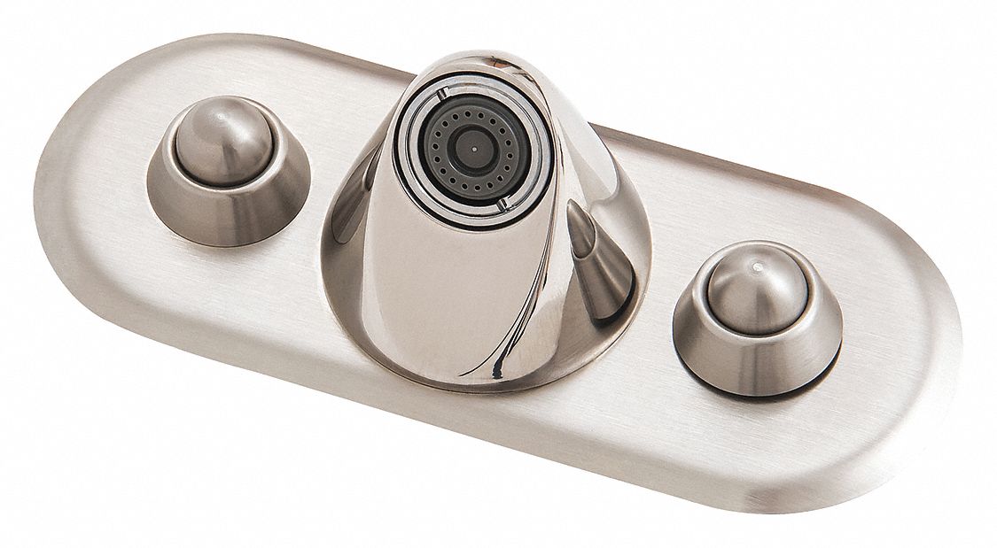 Ligature Resistant Bathroom Faucet: WH3377, Centerset, Brass, Chrome, Manual, Pneumatic