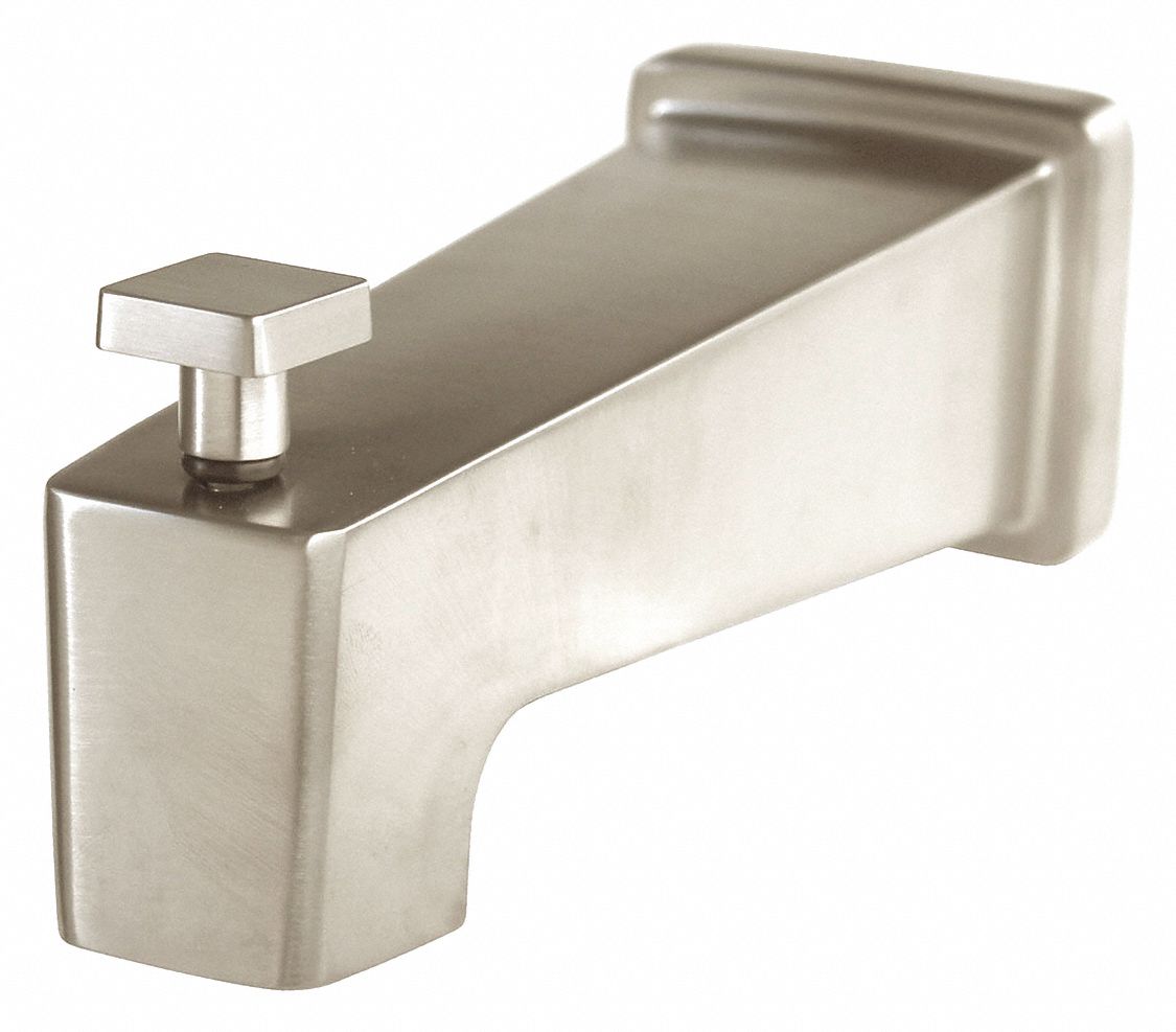Diverter Tub Spout: 1/2 in Connection Size, Slip-Fit Connection, 5 3/4 in Spout Reach