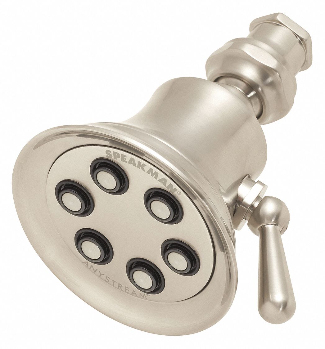 Fixed Showerhead: Retro S-2254, 2 gpm Fixed Showerhead Flow Rate, Brass, Multi, Combo